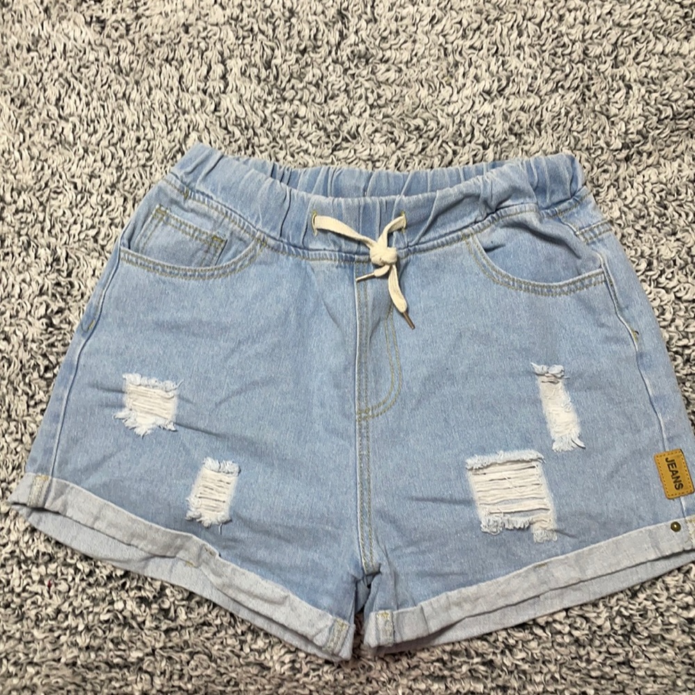Shein light wash denim shorts